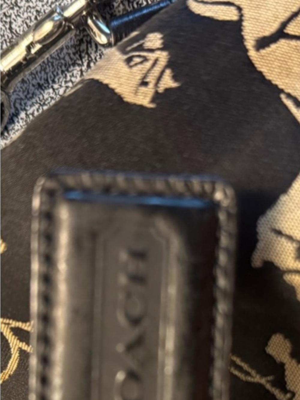 Coach Ashley Horse and Carriage Black and Cream Signature Satchel - Picture 5 of 10